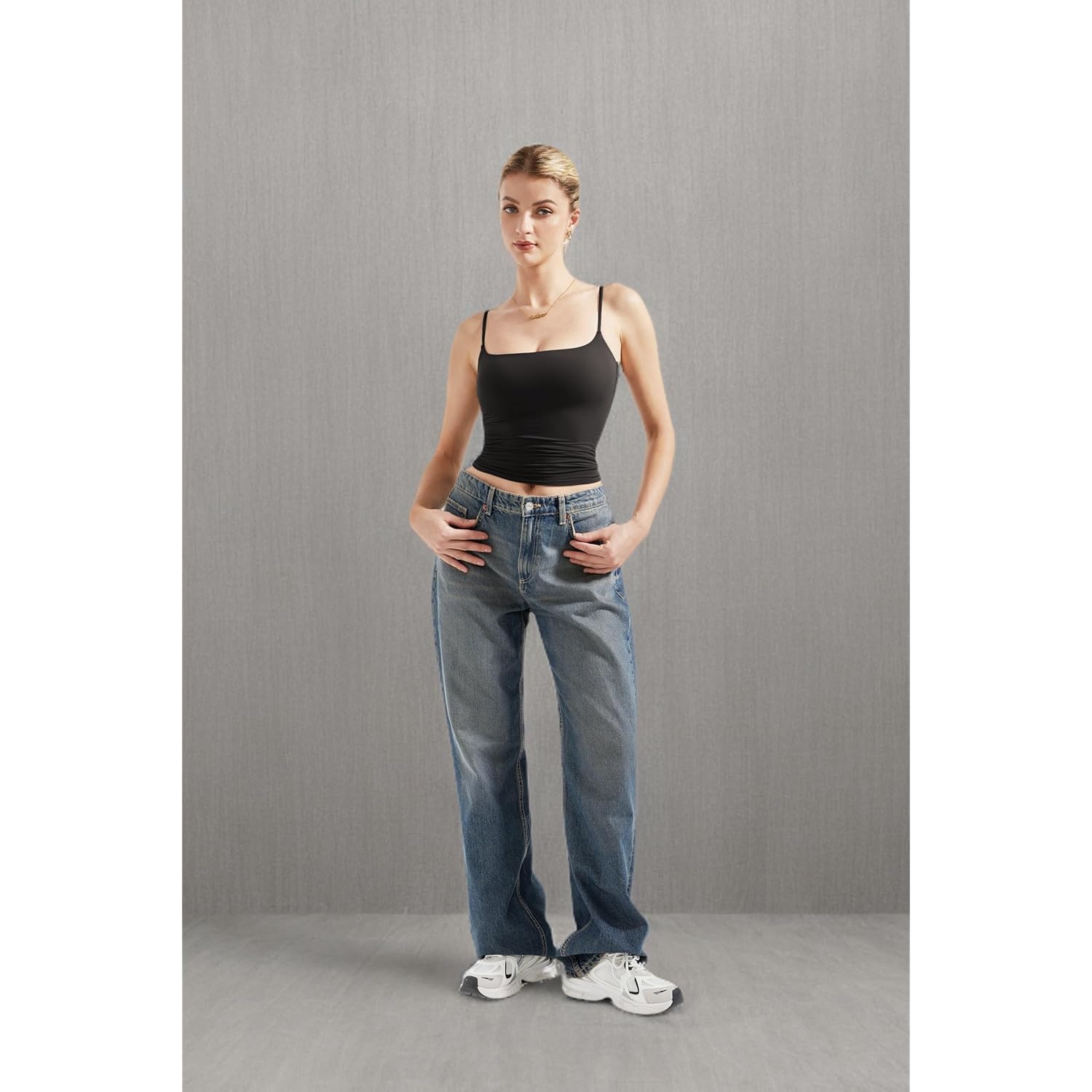 Women Double Line Square Neck Tank Top Summer Y2K Going Out Basic Cami Shirt