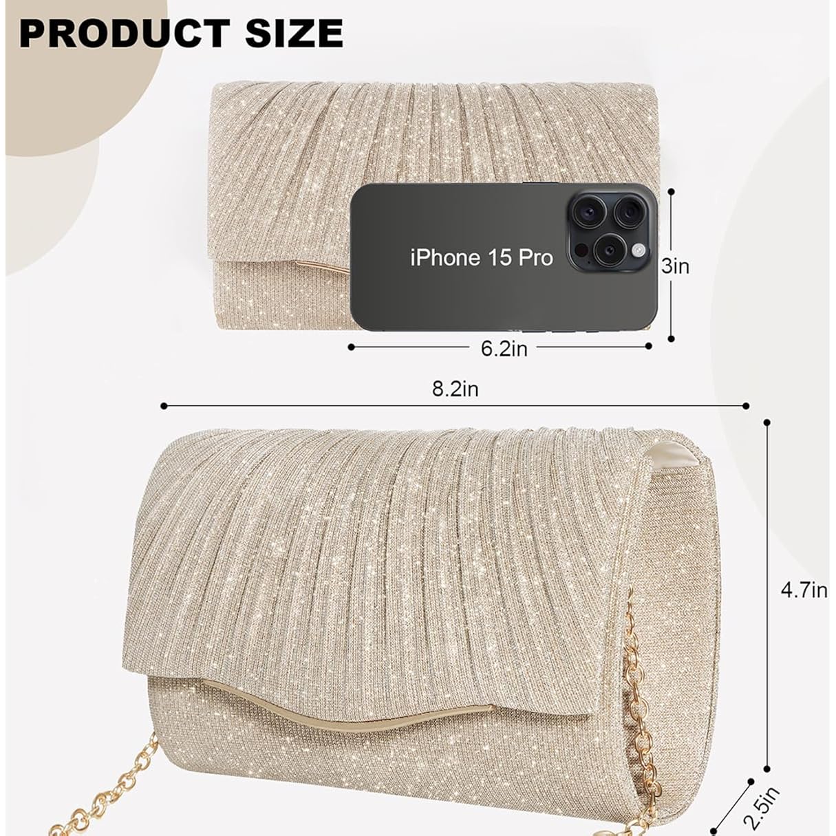 Clutch Purses for Women Formal Dressy Evening Bag Handbags Crossbody Bag for Wedding Cocktail Prom Party Elegance Charm