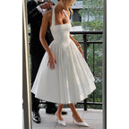 Women Halter Midi Dress Corset Back Layered Tulle Skirt A Line Formal Dresses Wedding Guest Bridal Shower