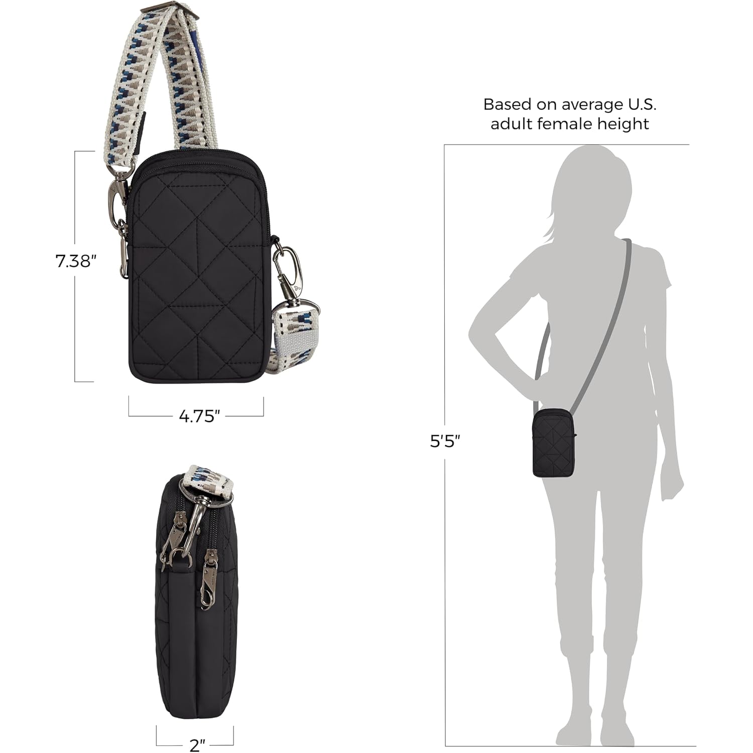 Travelon Anti-Theft Boho 2 Compartment Phone Crossbody