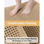 AMOAMI Upgraded Waffle Bath Mat, Super Absorbent Non Slip Bath Mats for Bathroom Floor, Machine Washable Bathroom Rugs with Tassels, Rubber Backed Bathroom Mats, Ultra Soft, 17" x 24", Brown