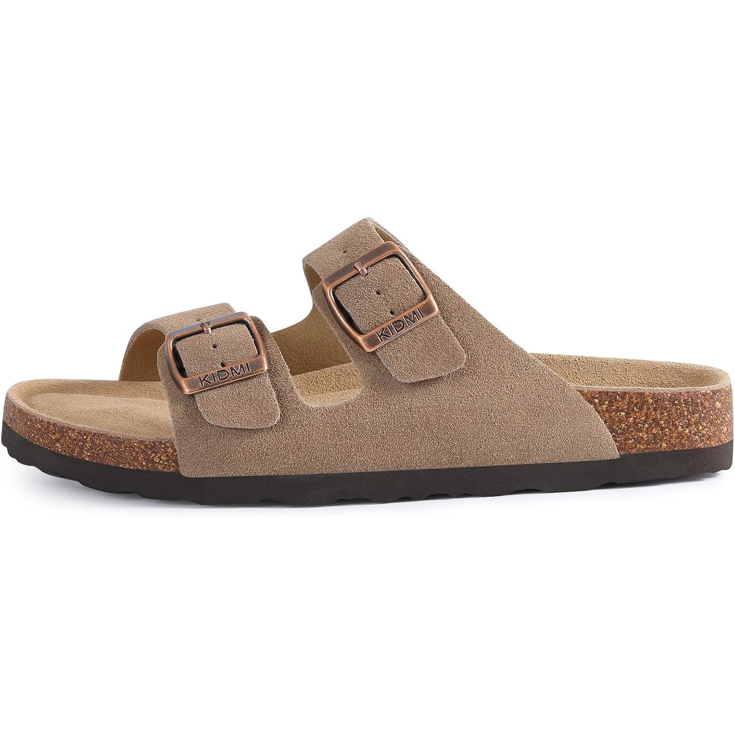 Kidmi Unisex Summer Sandals Arch Support Cork Footbed Slide Sandals With Double Adjustable Buckle For Women Men
