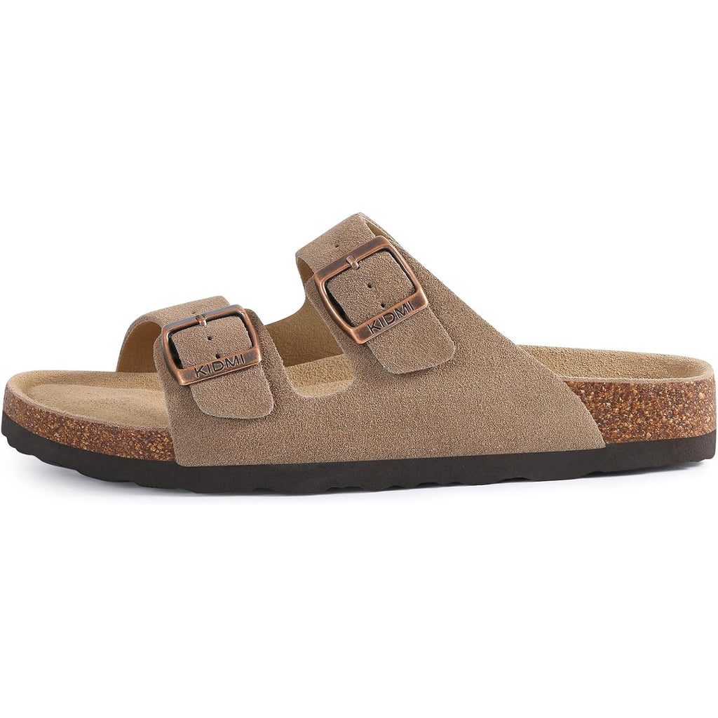 Kidmi Unisex Summer Sandals Arch Support Cork Footbed Slide Sandals With Double Adjustable Buckle For Women Men