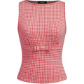 Cider Gingham Tops For Women Plaid Going Out Tops Sleeveless Cute Tank Bow Summer Shirt