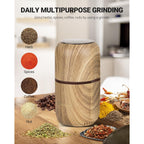 Cool Knight Electric Herb Grinder [Large Capacity/High Rotating Speed]-Electric Grinder For Spices And Herbs (Wood Grain 2)