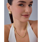 PAVOI 14K Gold Plated Chunky Chain Choker Necklaces for Women | Gold Statement Graduated Link Chain Necklace | Bold Oval Link Barbell Links Paperclip Chains