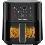 Chefman Air Fryer – 4 Qt Compact Airfryer For Quick & Easy Meals, Features Hi-Fry Technology For Extra Crisp, Easy-View Window, Touch Controls With 4 Presets, Nonstick & Dishwasher Safe Basket - Black