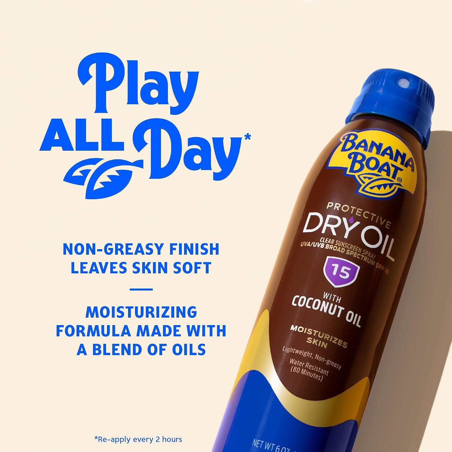 Banana Boat Protective Tanning Dry Oil Clear Spray Sunscreen Spf 15, 6Oz, Pack Of 3