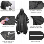 3-In-1 Hooded Rain Poncho For Adult With Pocket, Waterproof Lightweight Unisex Raincoat For Hiking Camping Emergency