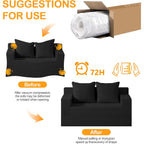 Loveseat Boneless Convertible Sofa Bed, Folding Floor Futon Sleeper Sofa Couch Bed- Boneless Foldable Couch, Corduroy Pull Out Sofa Bed With 2 Pillows For Living Room & Bedroom