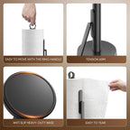 Heavy-Duty Stainless Steel Paper Towel Holder With Tension Arm – Easy One-Handed Tear, Modern Standing Countertop Dispenser For Kitchen, Holds All Paper Towel Rolls (1, Black)