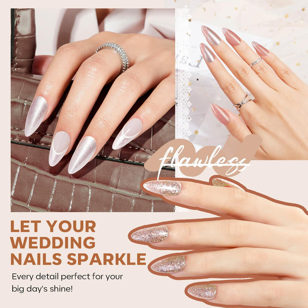 modelones Nail Polish Set, 6 Colors Pearl White Pink Nude Mini Nail Polish Set,Wedding Shimmer Champagne Nail Quick Dry Art DIY Home Salon Nail Art Manicure Gift for Women Girls