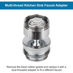 Hibbent Faucet Adapter Kit, Swivel Aerator Adapter To Connect Garden Hose - Multi-Thread Kitchen Sink Faucet To Garden Hose Adapter 3/4 Inch - Chrome Finished