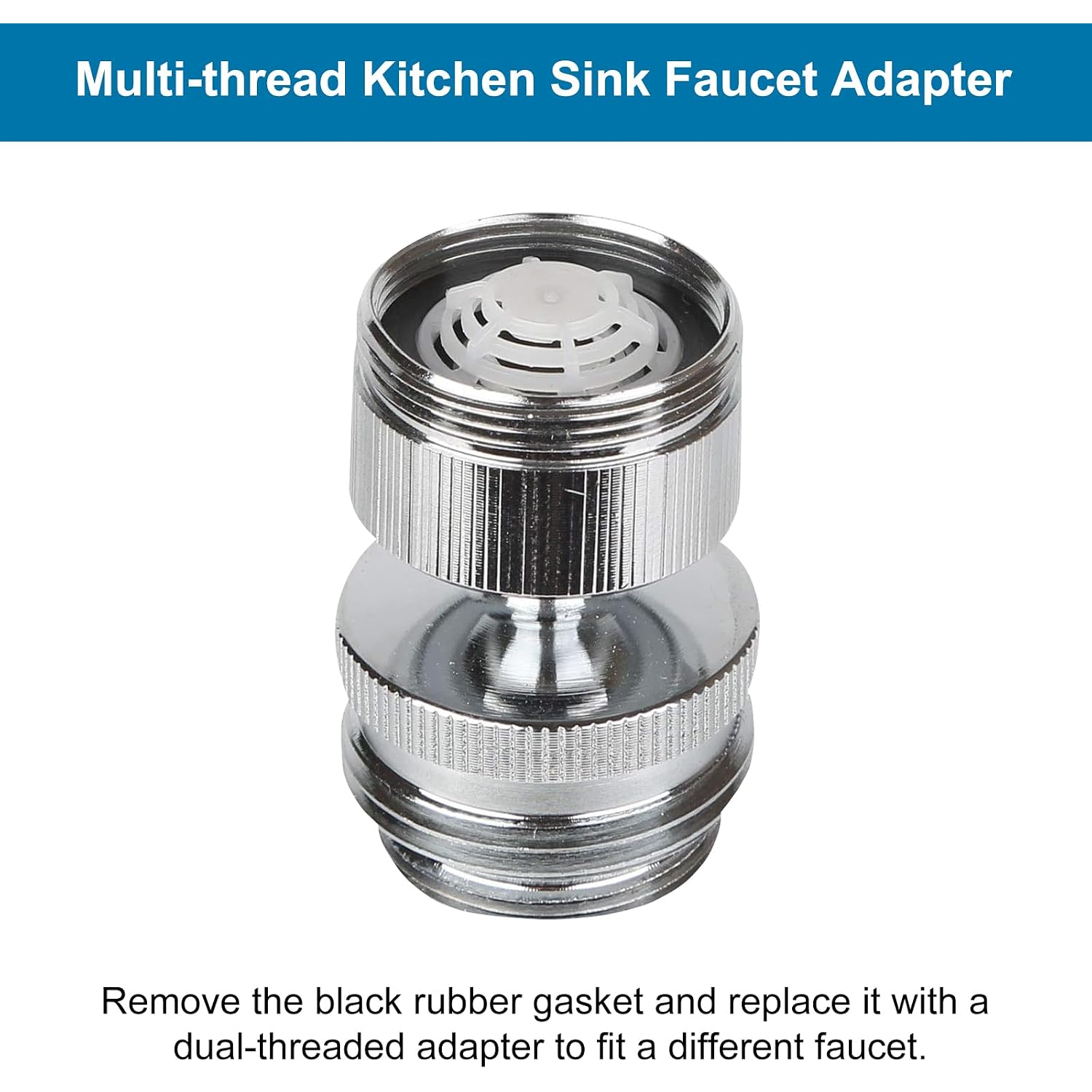 Hibbent Faucet Adapter Kit, Swivel Aerator Adapter To Connect Garden Hose - Multi-Thread Kitchen Sink Faucet To Garden Hose Adapter 3/4 Inch - Chrome Finished