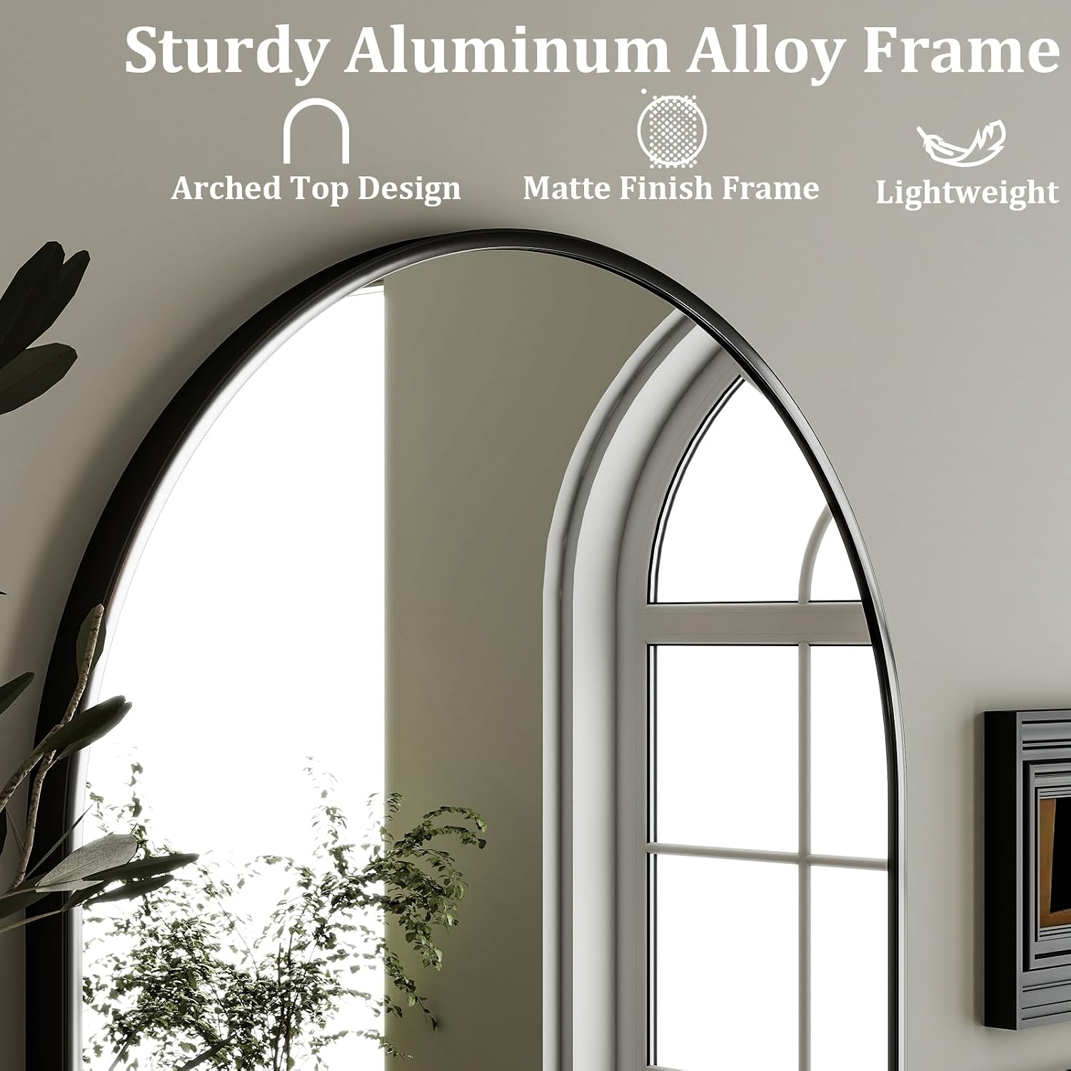 Harritpure Arched Wall Mirror 24"X36" Black Metal Frame Vanity Mirrors | Aluminum Alloy Frame Bathroom Mirror Living Room, Bedroom And Entryway