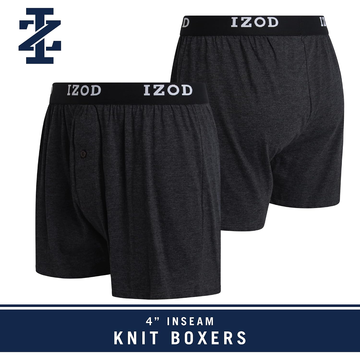 Izod Mens Underwear Boxer Shorts - 8 Pack Soft Performance Knit 4'' Inseam Relaxed Fit Cotton Boxers For Men With Button Fly