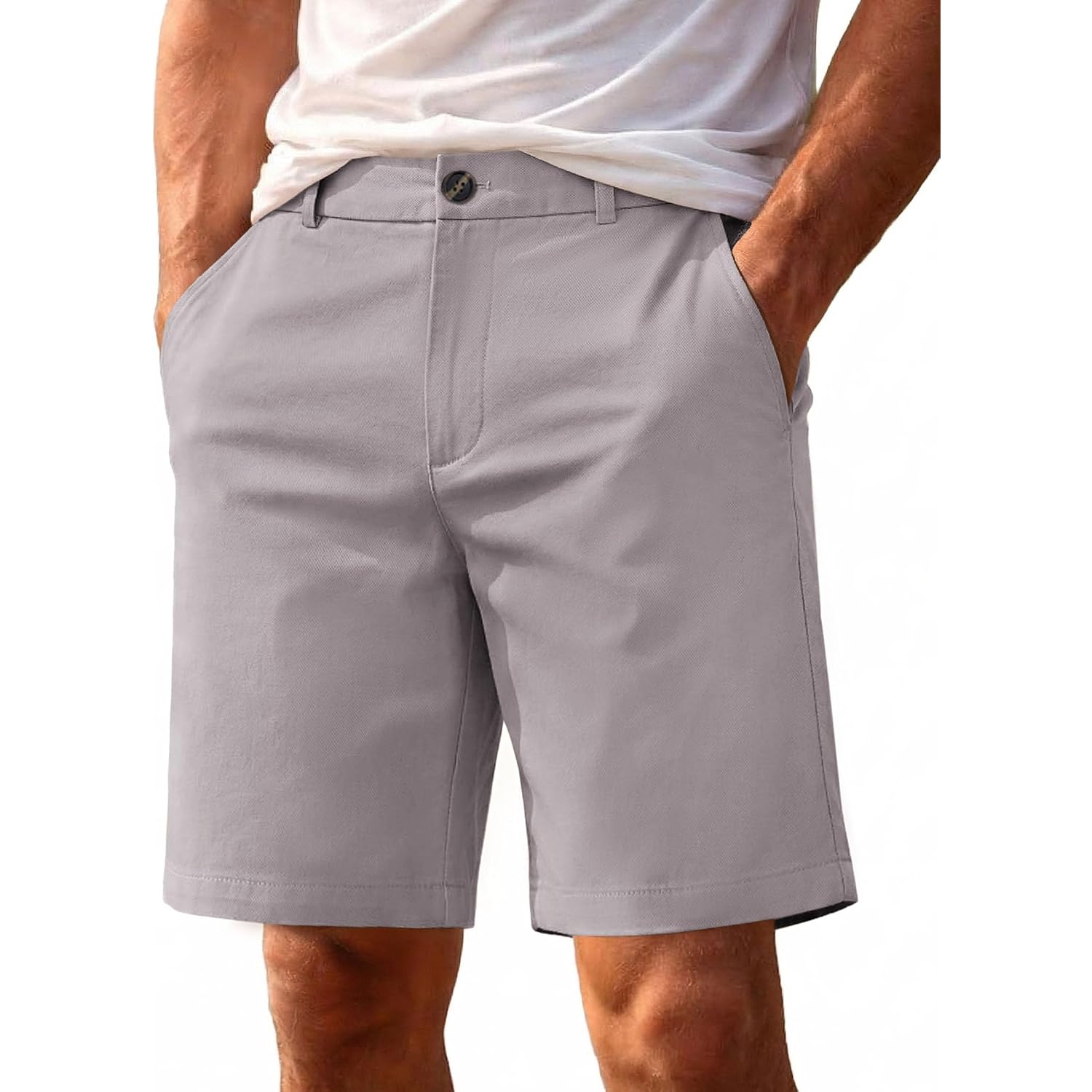Coofandy Mens Shorts Casual 9" Lightweight Cotton Comfort Stretch Dress Shots Summer Beach With Pockets
