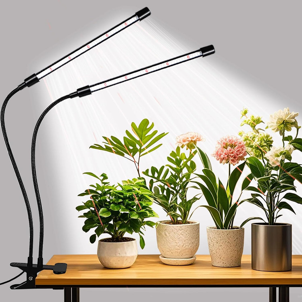 Grow Lights For Indoor Plants, Upgrade 84 Leds Clip Plant Lights, Full Spectrum Led Plant Growing Lamps With Flexible Gooseneck, 3/9/12H Timer, 3 Spectral Modes, 10 Dimmable Levels (2 Head 1 Pack)