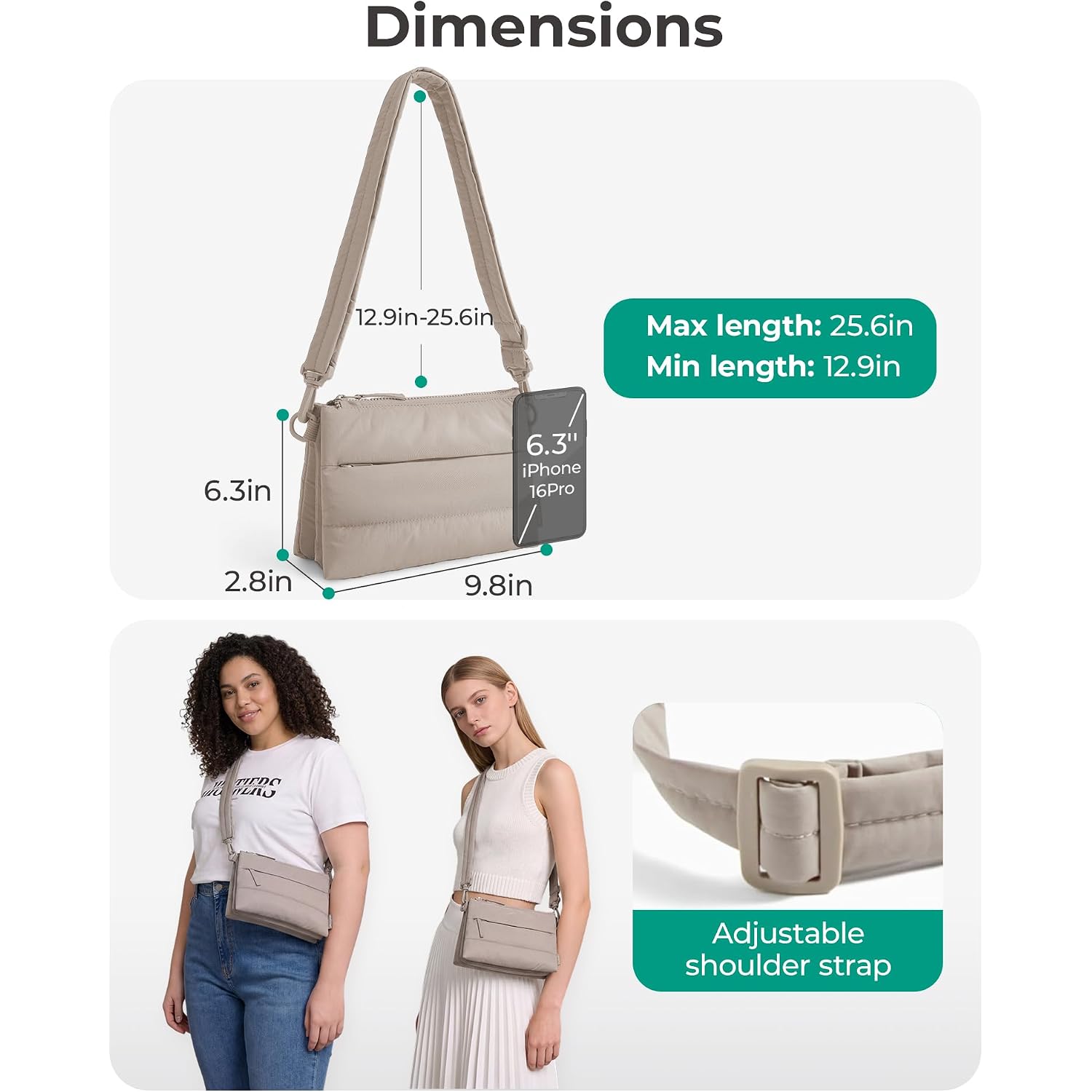 Bagsmart Cross Body Purse, Medium Crossbody Bags For Women Travel Purse, 4.3L Puffy Handbag Wallet With Rfid Blocking Slots