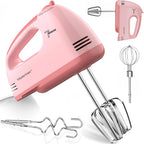 Lilpartner Hand Mixer Electric, 7*Speed 5 * 304 Accessories, Light Pink