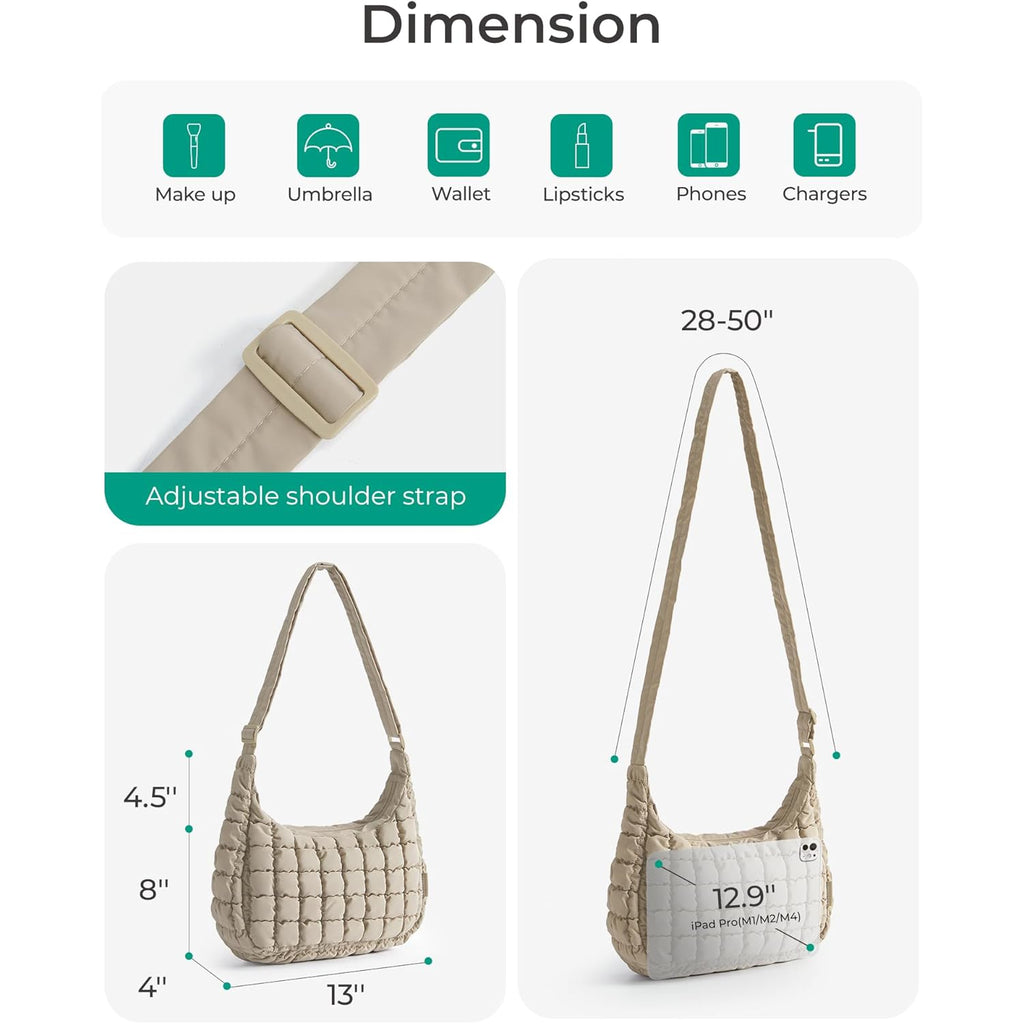 BAGSMART Quilted Crossbody Bag for Women, Lightweight Puffer Purse for Travel, Daily Use & Work