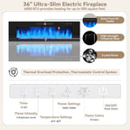 Fjtjbsi 70" Fireplace Tv Stand With 36" Electric Fireplace Entertainment Center With Charging Station And Led Light Console Table For Television Up To 80 Inch With Storage For Living Room