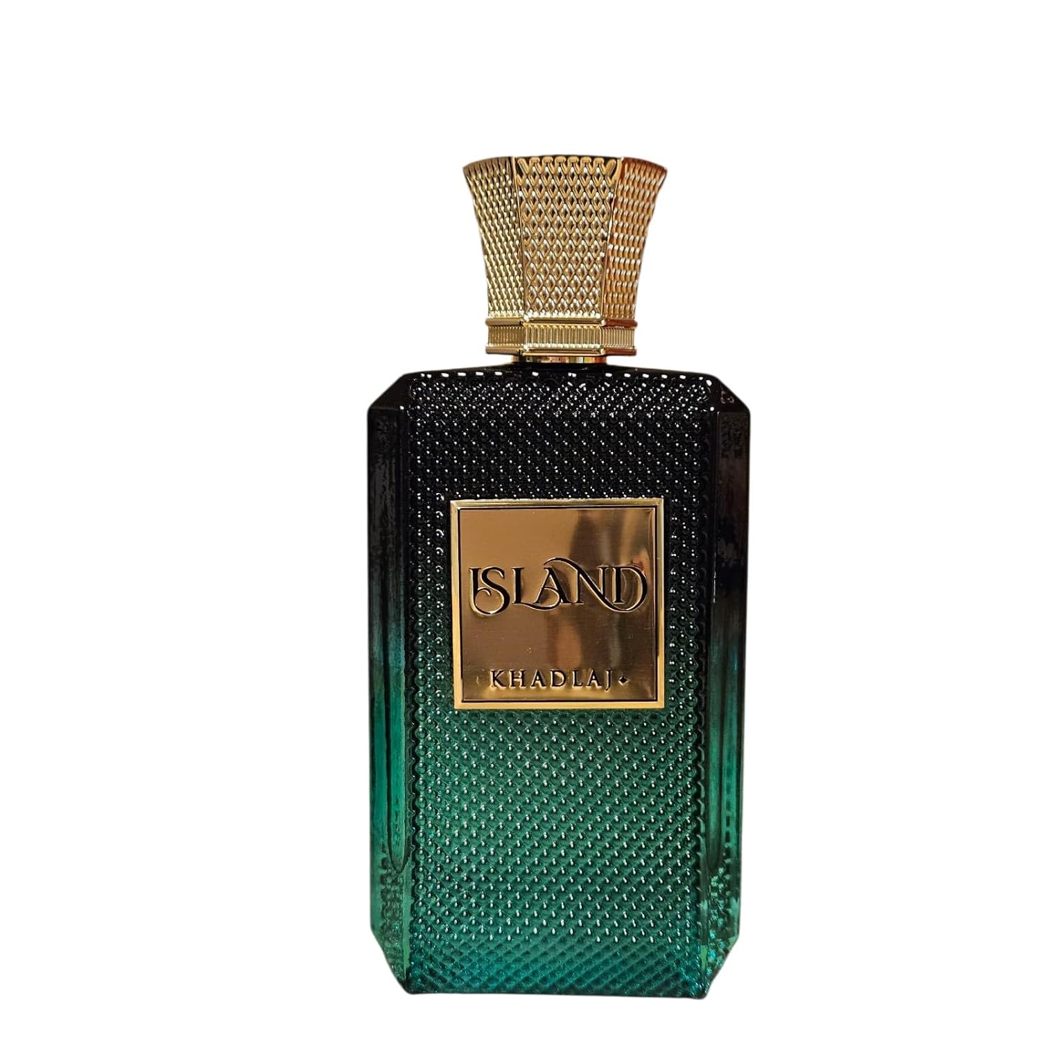 Khadlaj Island Extrait De Parfum, Luxury Fragrance In Emerald Green Glass Bottle With Gold Cap, Premium Middle Eastern Perfume