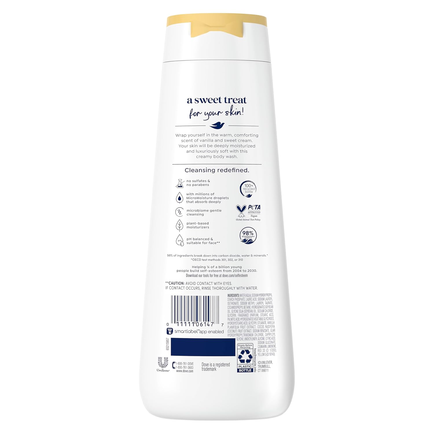 Dove 24Hr Lotion Body Wash Indulge Warm Vanilla & Sweet Cream, 20 Oz | Moisturizing Body Wash With Micromoisture For Silky-Soft Skin