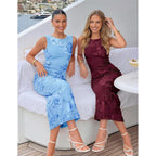 Merokeety Women'S Summer Floral Bodycon Maxi Dress 2026 Slit Mesh Sleeveless Formal Wedding Guest Cocktail Party Long Dresses