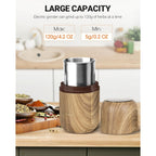 Cool Knight Electric Herb Grinder [Large Capacity/High Rotating Speed]-Electric Grinder For Spices And Herbs (Wood Grain 2)