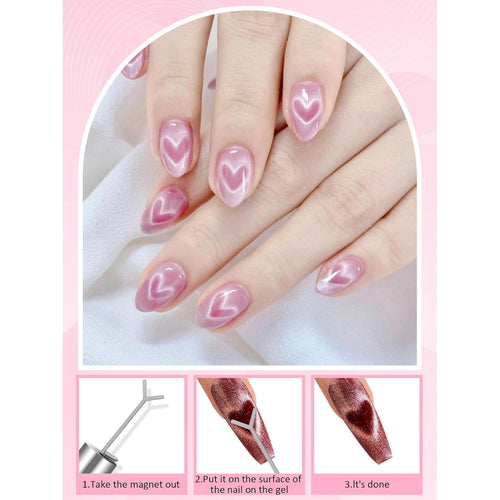 54PCS Cat Eye Nail Magnet Set, EBANKU Cat Eye Gel Nail Polish Magnet for Nails, 3 IN 1 Magnets for Cat Eye Gel Polish, Cat Eye Magnets Sticks Nail Design Tools Nail Art Accessories