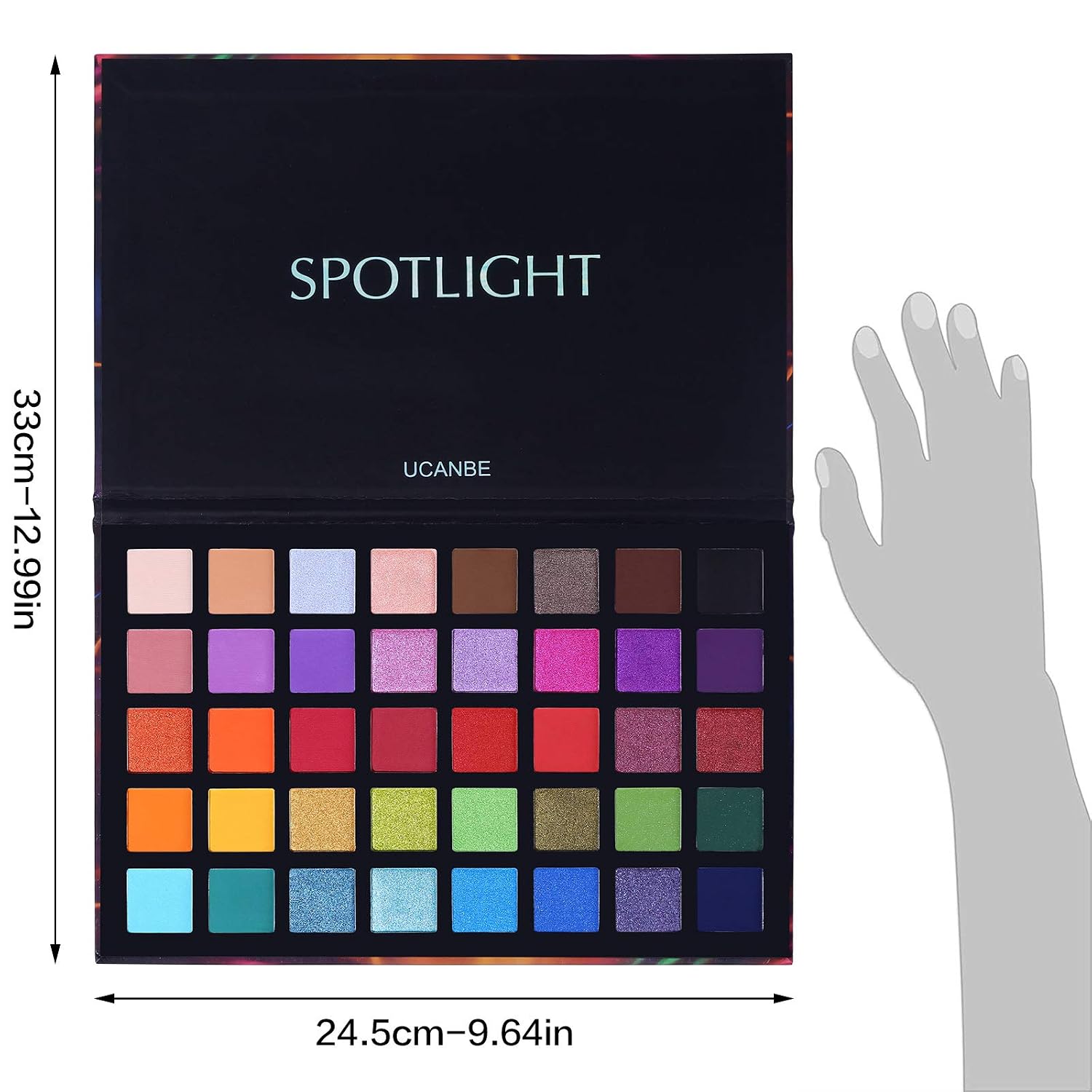 Ucanbe Spotlight Eyeshadow Palette Professional 40 Color Eye Shadow Matte Shimmer Makeup Pallet Highly Pigmented Colorful Powder Long Lasting Waterproof Eye Shadow
