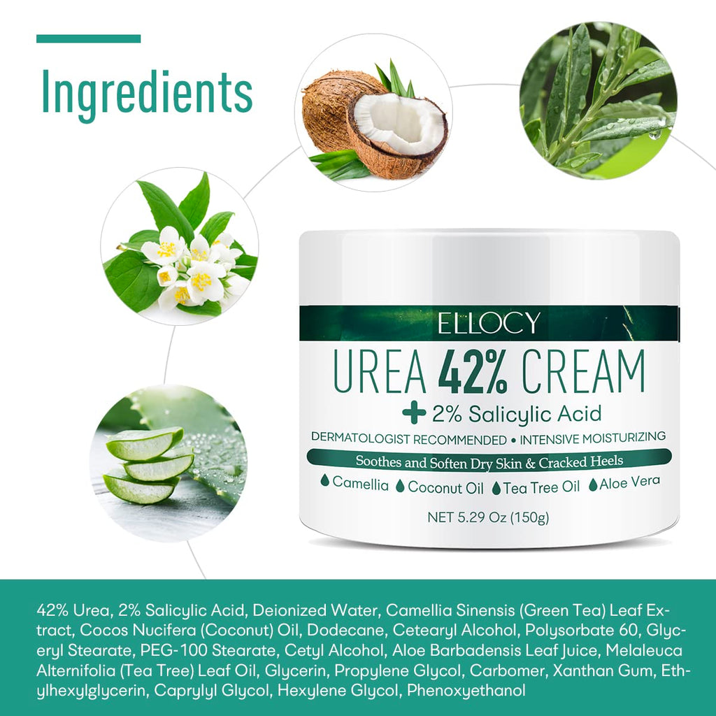 Urea cream 40 perent for feet: Maximum Strength Urea lotion -For Callus and Cracked Heels Treatment-Rough Thick Skin for foot- Crema 5.29 oz.(150g)