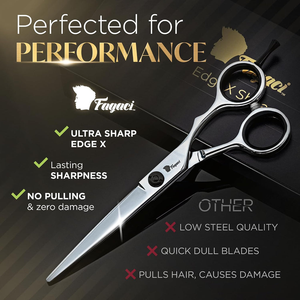 Fagaci Hair Cutting Scissors 6" Razor-Sharp, Professional Hair Scissors For Haircutting With Precise Cut, Haircut Barber Shears With Lasting Sharpness And Durable Steel, Shears For Women And Men