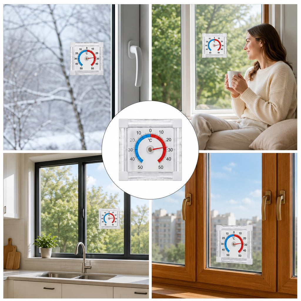 Indoor Outdoor Thermometer Hygrometer, High Accuracy Temperature And Humidity Meter With °C Scale, -50°C To 50°C, Wall Mount Monitor For Home, Greenhouse, Garden And Room No Electricity Needed（Square）