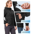 Saphirose Lightweight Rain Jacket Women Waterproof Raincoat Packable | Raincoat, Rain Coat, Windbreaker, Zip Pockets, Drawstring Hem, Hiking, Camping, Travel, Ultra-Portable