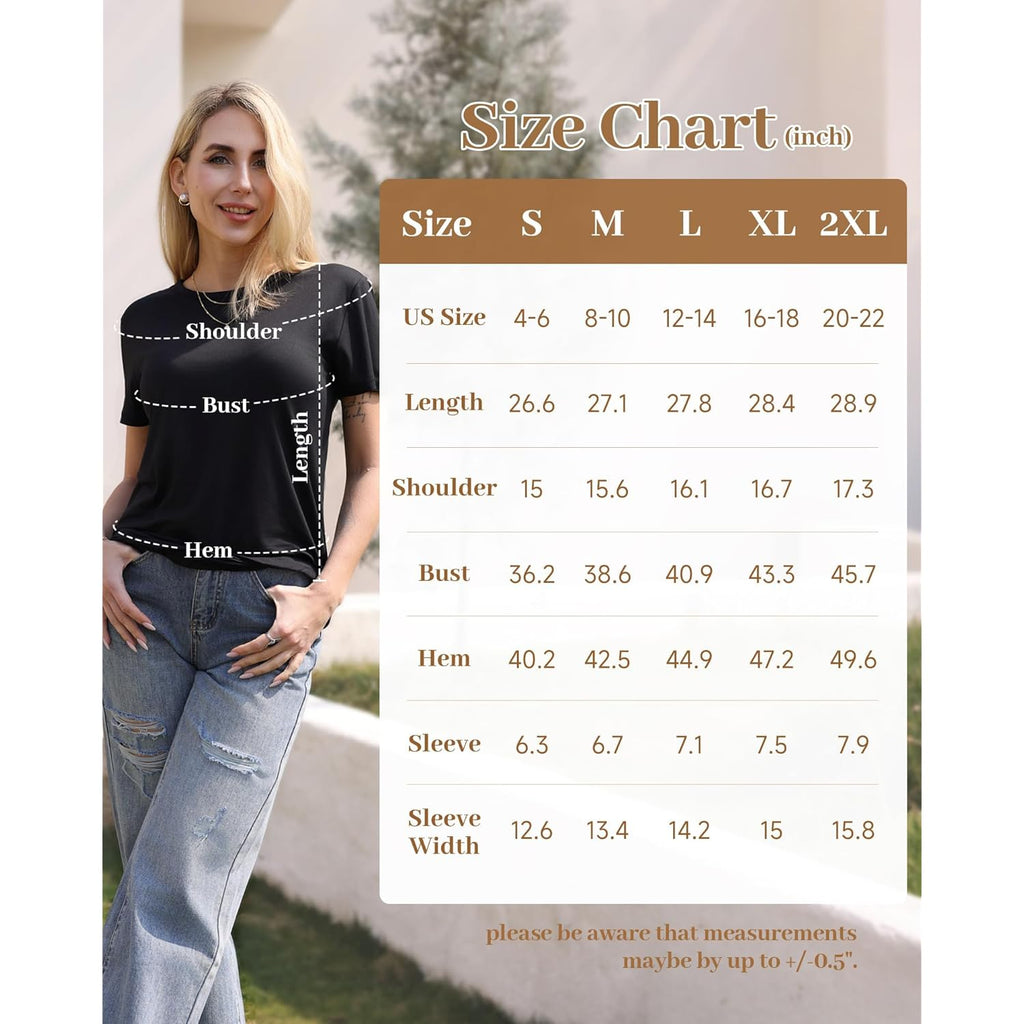 Tshirts for Women - Short Sleeve Spring Summer Tops Loose Fit Shirts Casual Clothes Basic Tees for Vacation 2026