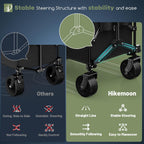 150L Collapsible Wagon Compact With Big Wheels, 420Lbs Black | Wagons Carts Foldable, Heavy Duty, Portable, All-Terrain, Utility Folding Cart For Shopping/Beach/Garden/Camping/Sports