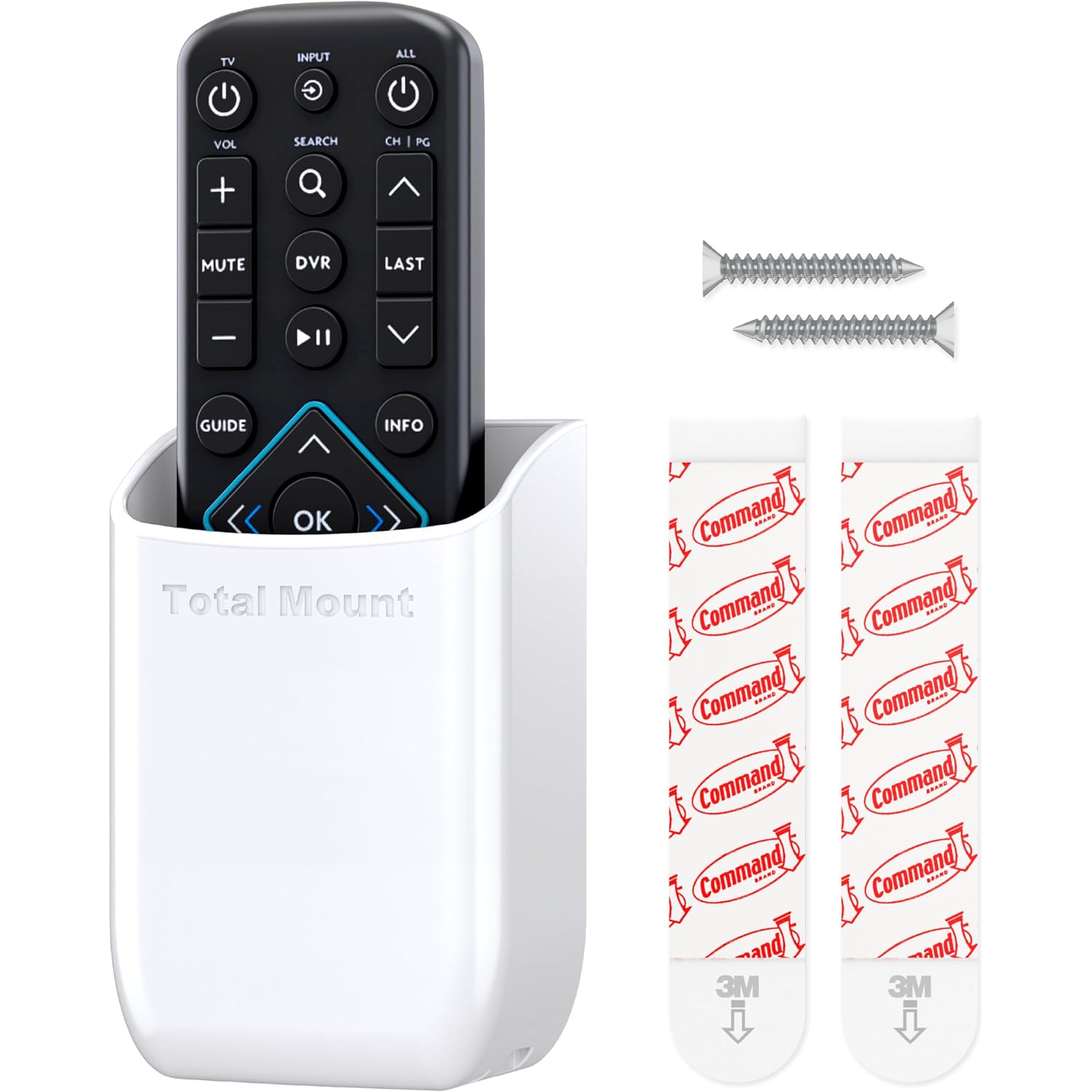 Totalmount Hole-Free Remote Holder – Eliminates Need To Drill Holes In Your Wall (White Remote Control Holder, Quantity 1)