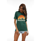 T Shirts for Women Graphic Tees Vintage Printed Short Sleeve Shirt Crewneck Loose Fitting Tops Casual Basic Cute Blouses Sunshine