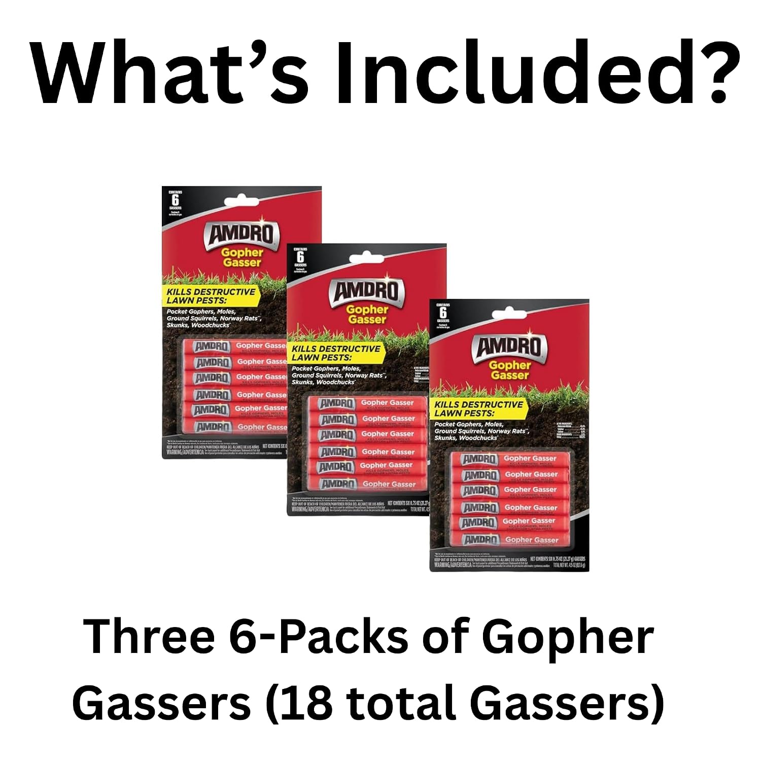 Gopher Gasser Bundle Containing (3) Packs Of Gopher Gassers 6 Packs. 18 Total Gassers.