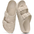 Shevalues Women'S Comfort Sandals With Medium Arch Support Double Buckle Adjustable Eva Slides For Summer Beach