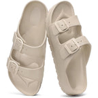 Shevalues Women'S Comfort Sandals With Medium Arch Support Double Buckle Adjustable Eva Slides For Summer Beach