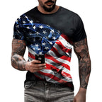 Eciodci Men'S American Usa Flag Patriotic T-Shirts 4Th Of July Shirts Us Eagle Flag Soft Summer Short Sleeve Shirt For Men