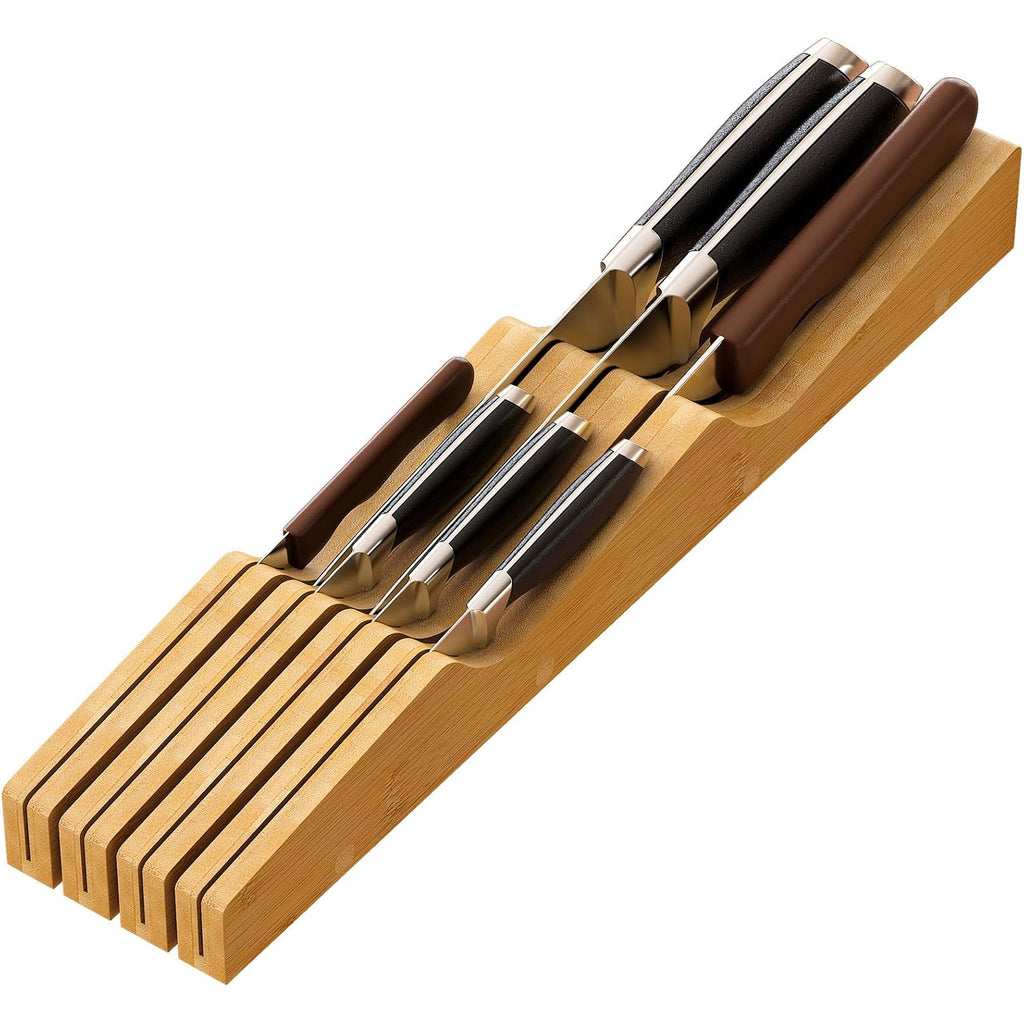 Knife Drawer Organizer (Natural, 7 Knives Organizer)