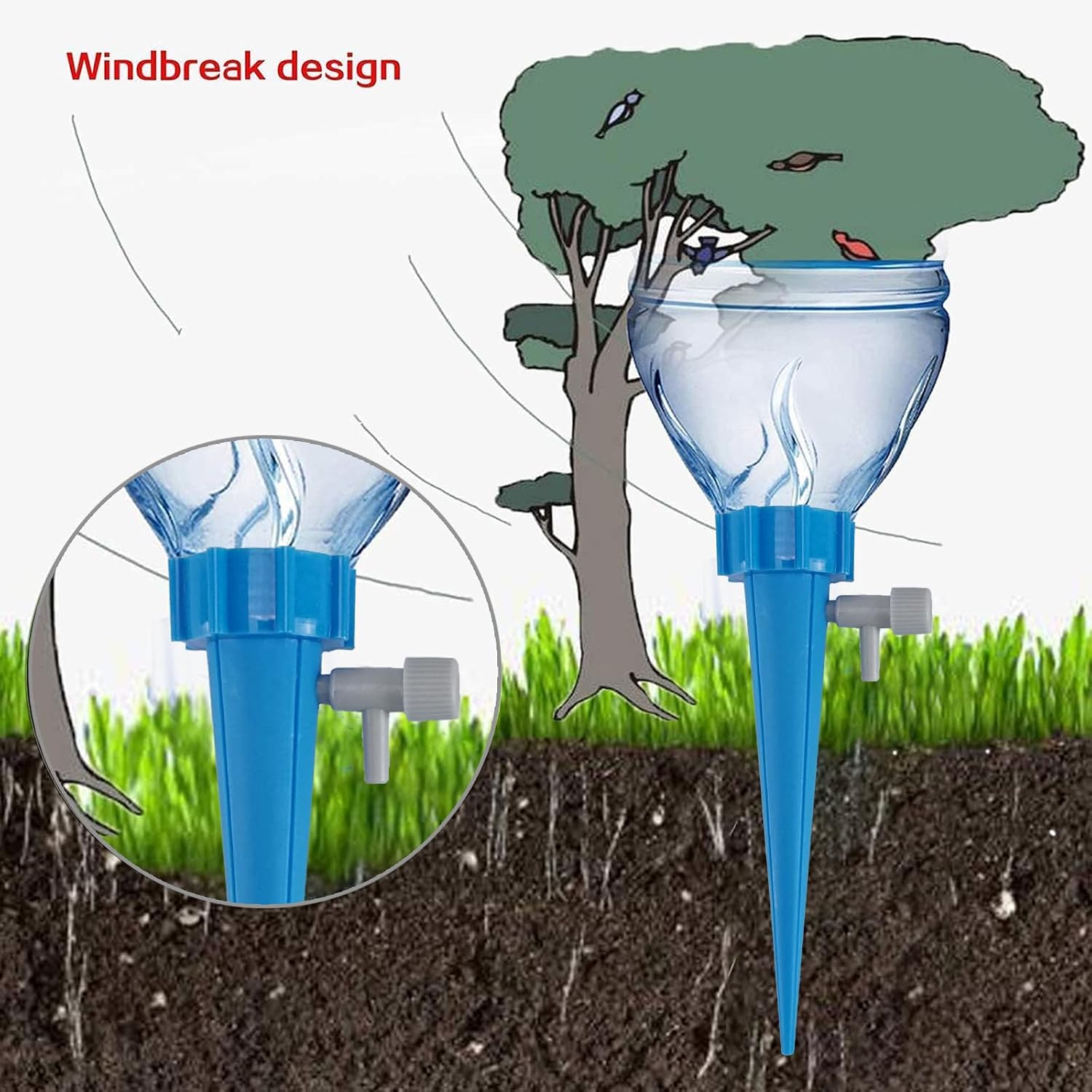 Labota 24 Pack Self Watering Spikes For Plant, Outdoor Automatic Plants Waterer, Insert Devices With Adjustable Vavle Switch For Garden Water Planter System Indoor & Outdoor