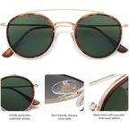 Sojos Retro Vintage Round Polarized Sunglasses For Women Men Double Bridge Circle Sunnies Sj1104