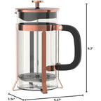QUQIYSO Coffee Maker 304 Stainless Steel French Press with 4 Filter, Heat Resistant Durable, Easy to Clean, Borosilicate Glass Coffee Press, 100% BPA Free Teapot, 21 ounce, copper