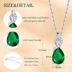 FANCIME 14K Solid White Gold Teardrop Pendant with Diamond Birthstone Necklace