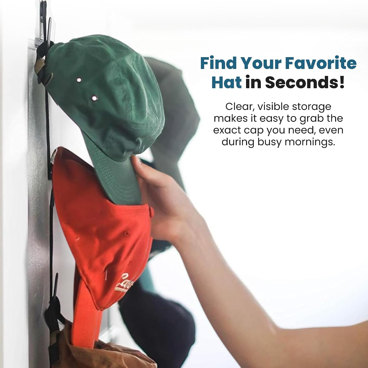 Jokari Over The Door Organizer, 2 Pack, Holds Up To 16 Hats | Hat Rack, Storage System, Men Women, Kids Adjustable Closet Hanger, Hooks, Easy Display, Fits All Hat Styles